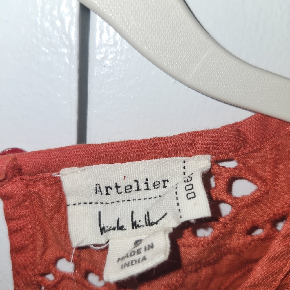 Nicole Miller Orange Eyelet Top - Picture 3 of 4